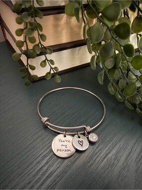 "You're My Person” Silver-tone Expandable Bangle Charm Bracelet
